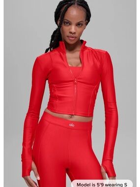 NEW ALO Yoga Red Airlift Ignite Zip-Up Jacket